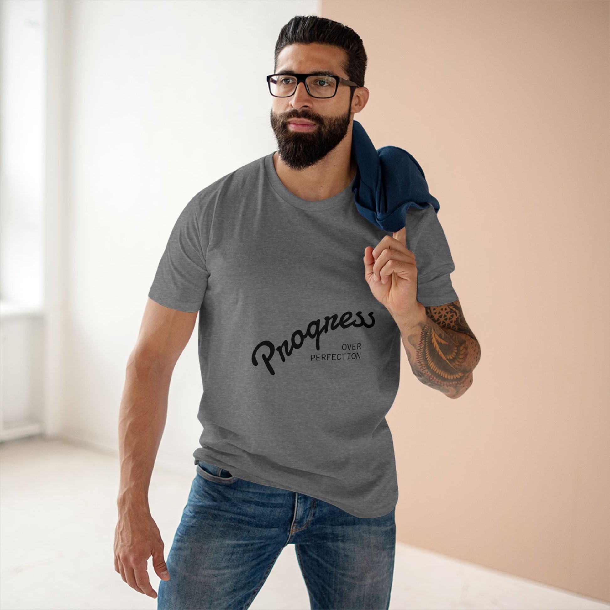 Progress Over Perfection Adult Staple Tee, Motivational T-Shirt, Casual Wear, Gift for Graduates, Self-Care Shirt, Inspirational Attire