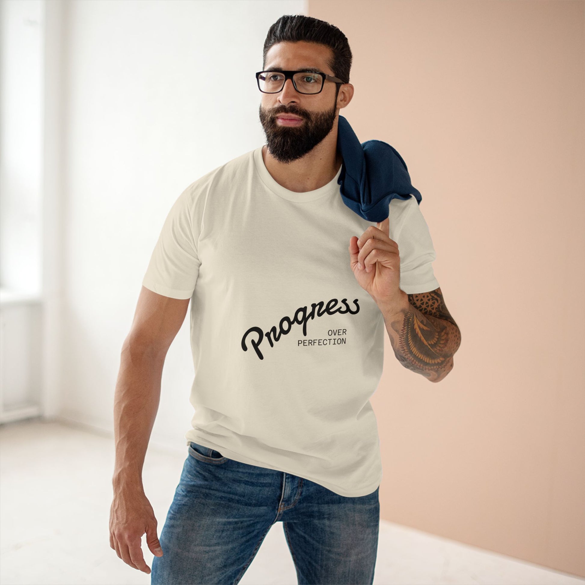 Progress Over Perfection Adult Staple Tee, Motivational T-Shirt, Casual Wear, Gift for Graduates, Self-Care Shirt, Inspirational Attire