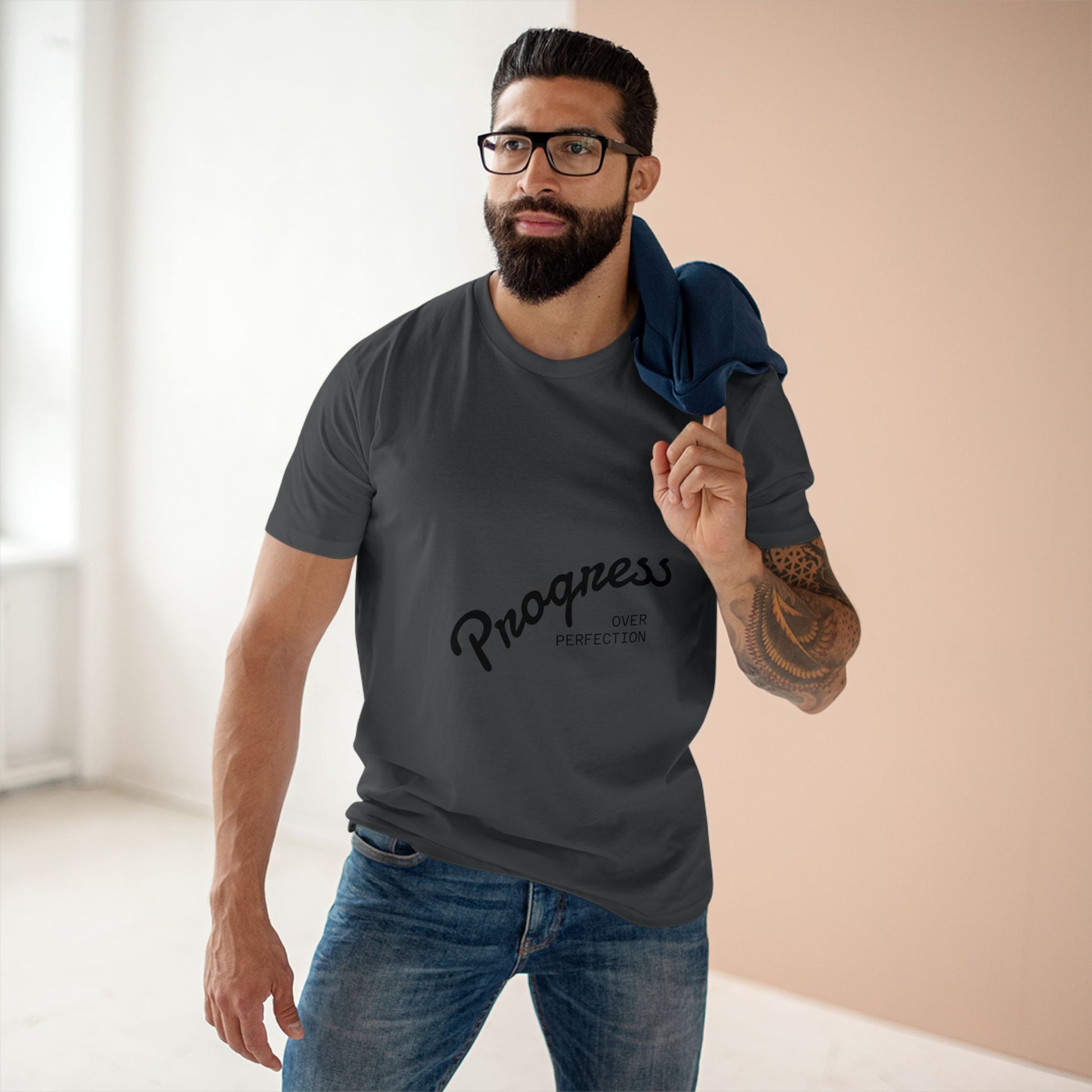 Progress Over Perfection Adult Staple Tee, Motivational T-Shirt, Casual Wear, Gift for Graduates, Self-Care Shirt, Inspirational Attire