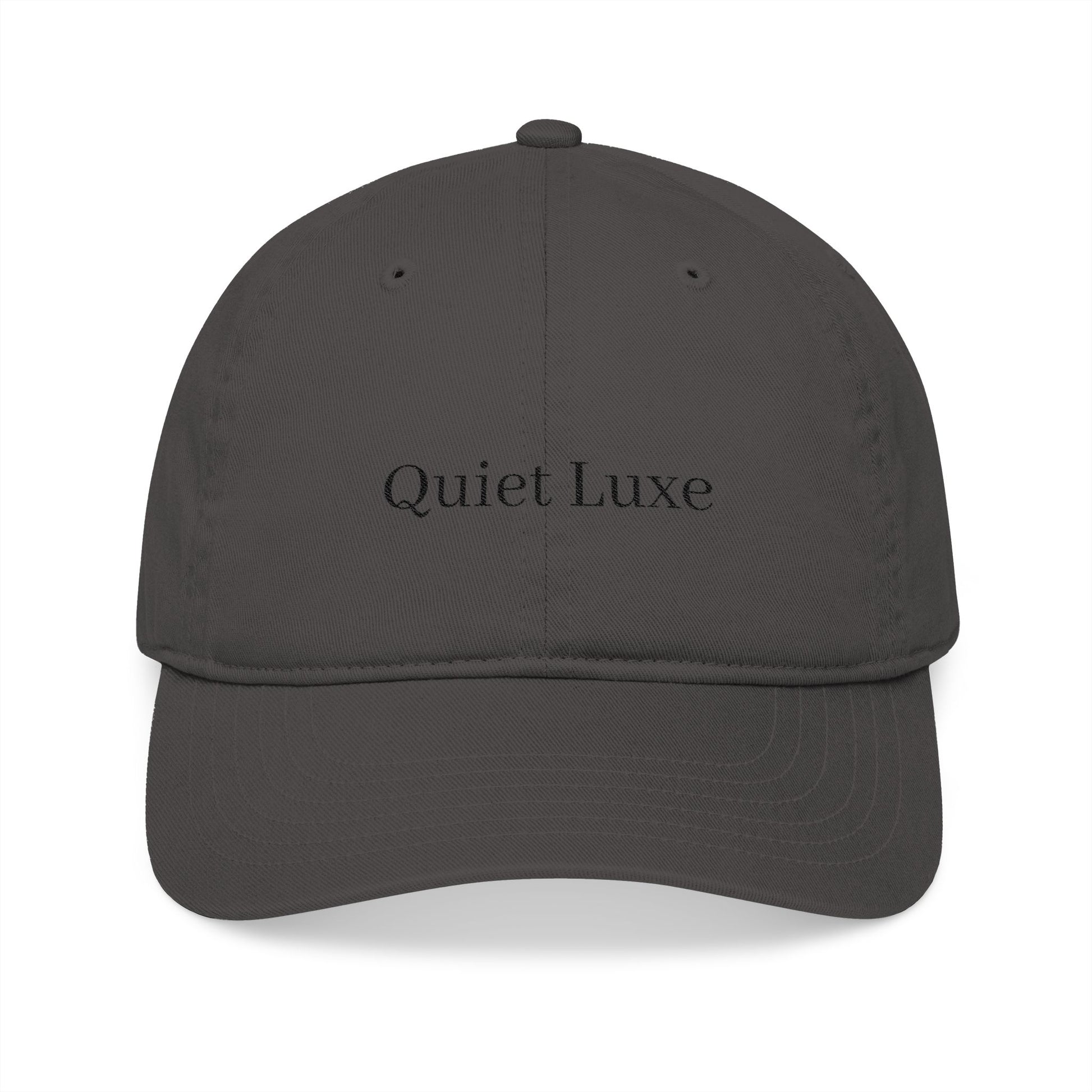 Chic Organic Baseball Cap with Embroidered 'Quiet Luxe'