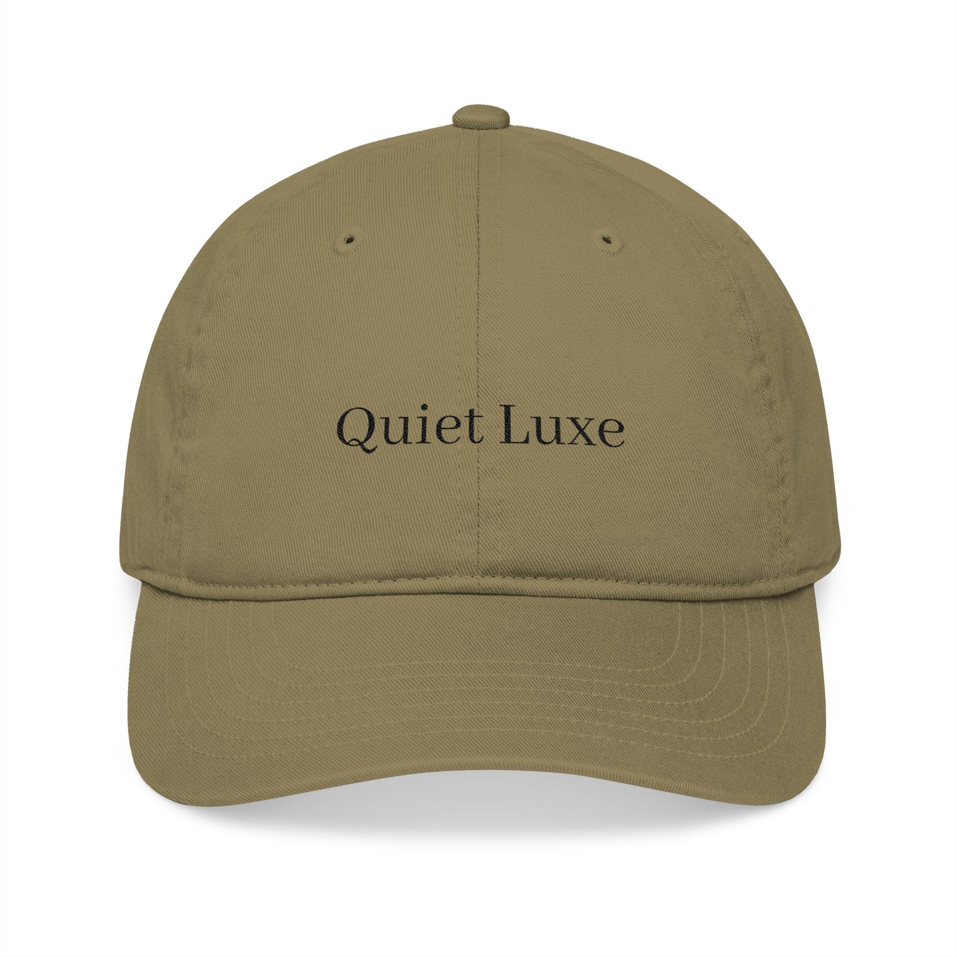 Chic Organic Baseball Cap with Embroidered 'Quiet Luxe'