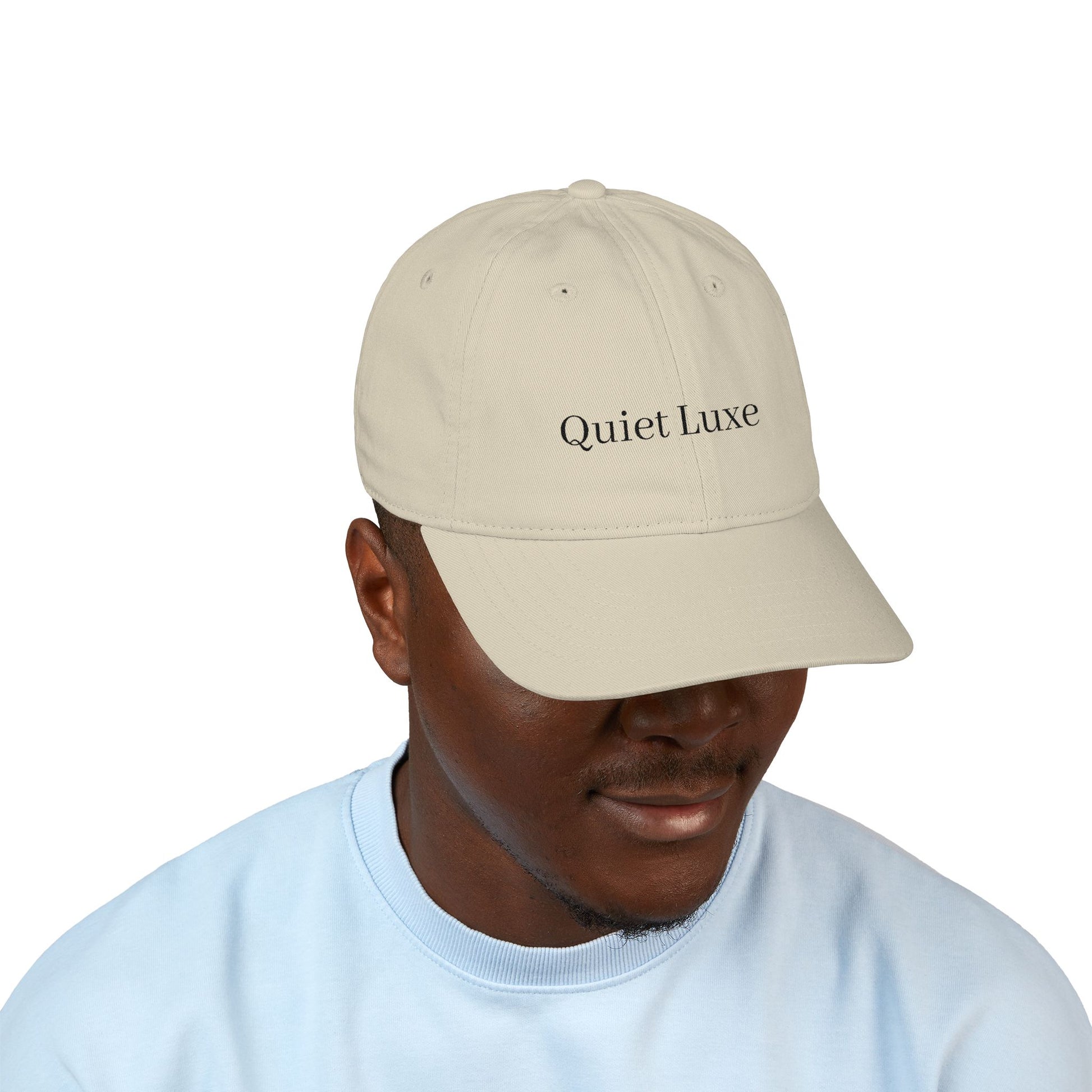 Chic Organic Baseball Cap with Embroidered 'Quiet Luxe'