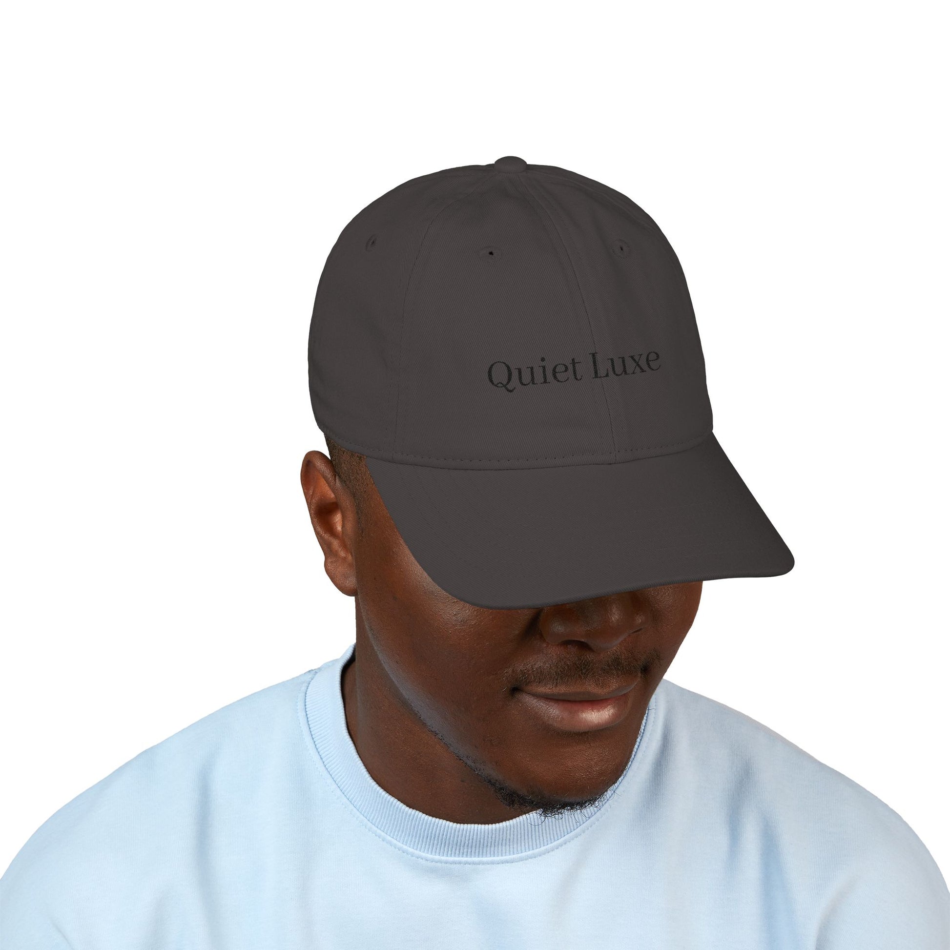 Chic Organic Baseball Cap with Embroidered 'Quiet Luxe'