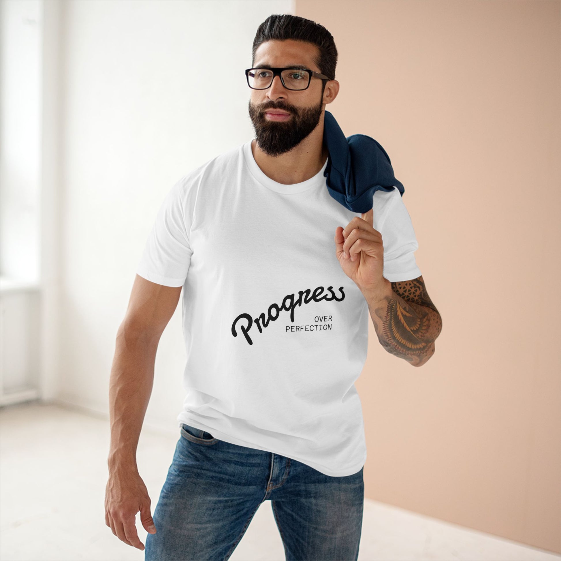 Progress Over Perfection Adult Staple Tee, Motivational T-Shirt, Casual Wear, Gift for Graduates, Self-Care Shirt, Inspirational Attire