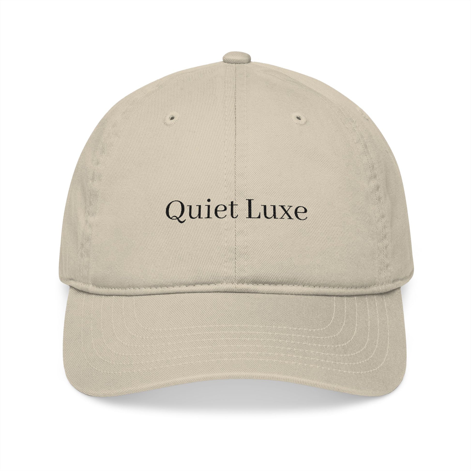 Chic Organic Baseball Cap with Embroidered 'Quiet Luxe'