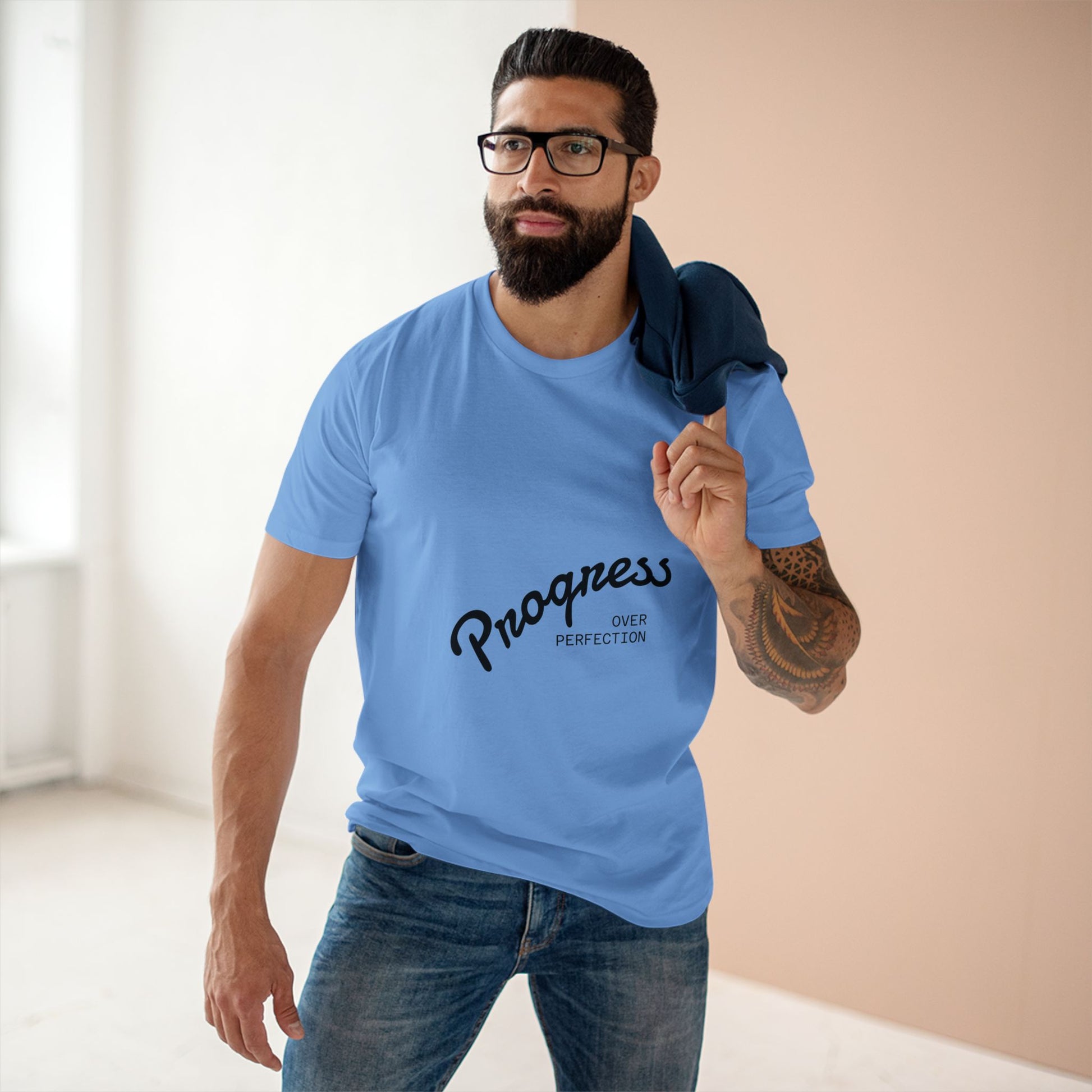 Progress Over Perfection Adult Staple Tee, Motivational T-Shirt, Casual Wear, Gift for Graduates, Self-Care Shirt, Inspirational Attire