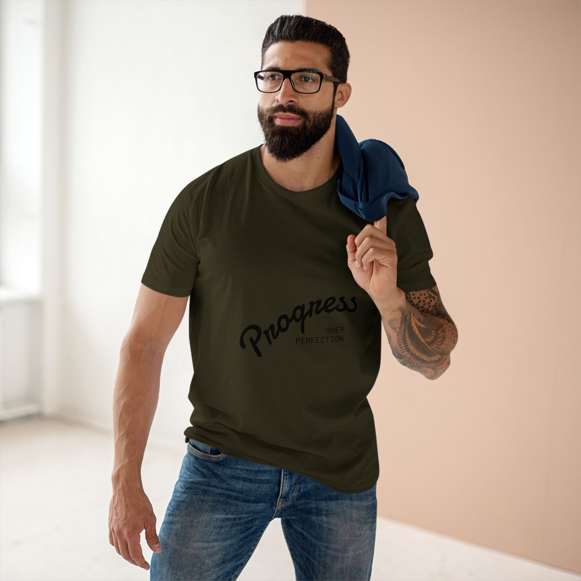Progress Over Perfection Adult Staple Tee, Motivational T-Shirt, Casual Wear, Gift for Graduates, Self-Care Shirt, Inspirational Attire